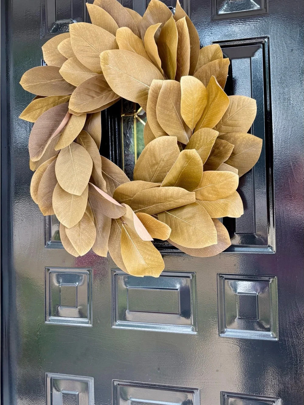 Magnolia Leaf Wreath in Golden Brown